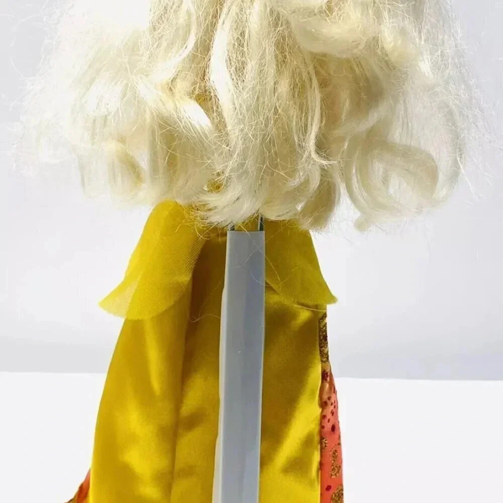 MATTEL BARBIE Doll Blonde Hair Blue Eyes Yellow Gown Earrings/Necklace 12" Tall - Picture 6 of 11